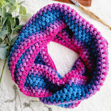 Pretty Puff Stitch Infinity Scarf