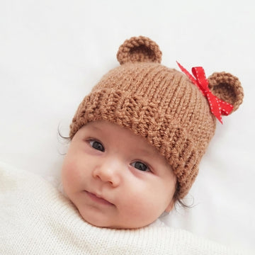 Easy Chunky Knit Baby Bear Hat