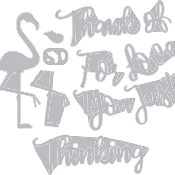 Sizzix Thinlits Dies By Jen Long - Phrases, Thank You & Flamingo