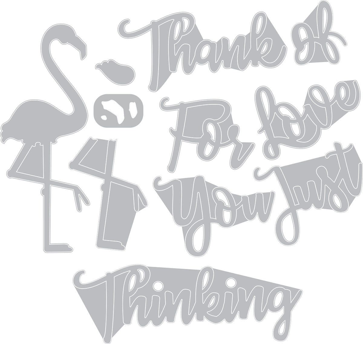 Sizzix Thinlits Dies By Jen Long - Phrases, Thank You & Flamingo