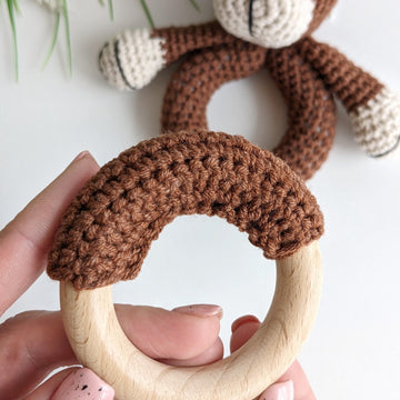 Crochet dog pattern, baby rattle dog amigurumi pattern, crochet baby gift idea