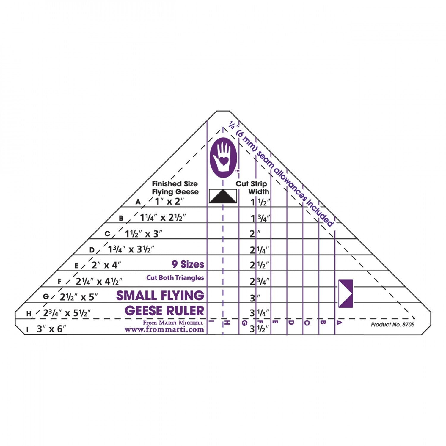Marti Michell Ruler Flying Geese Small Quilting Template