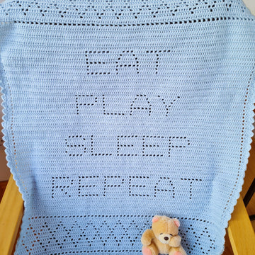 Eat Play Sleep Repeat Filet Blanket