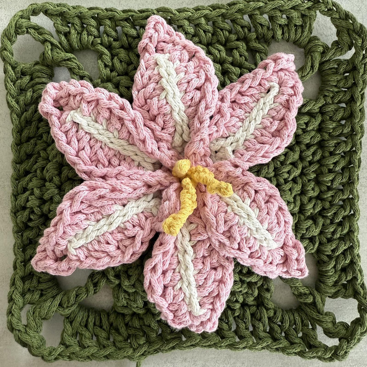 Amaryllis Belladonna Flower Granny Square
