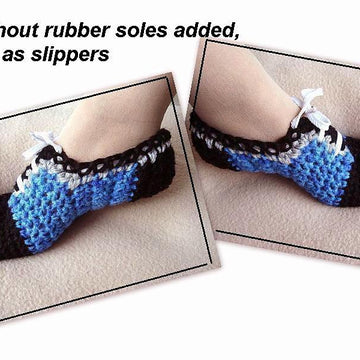 551 Crochet slipper/shoe, Blue lace-up shoe
