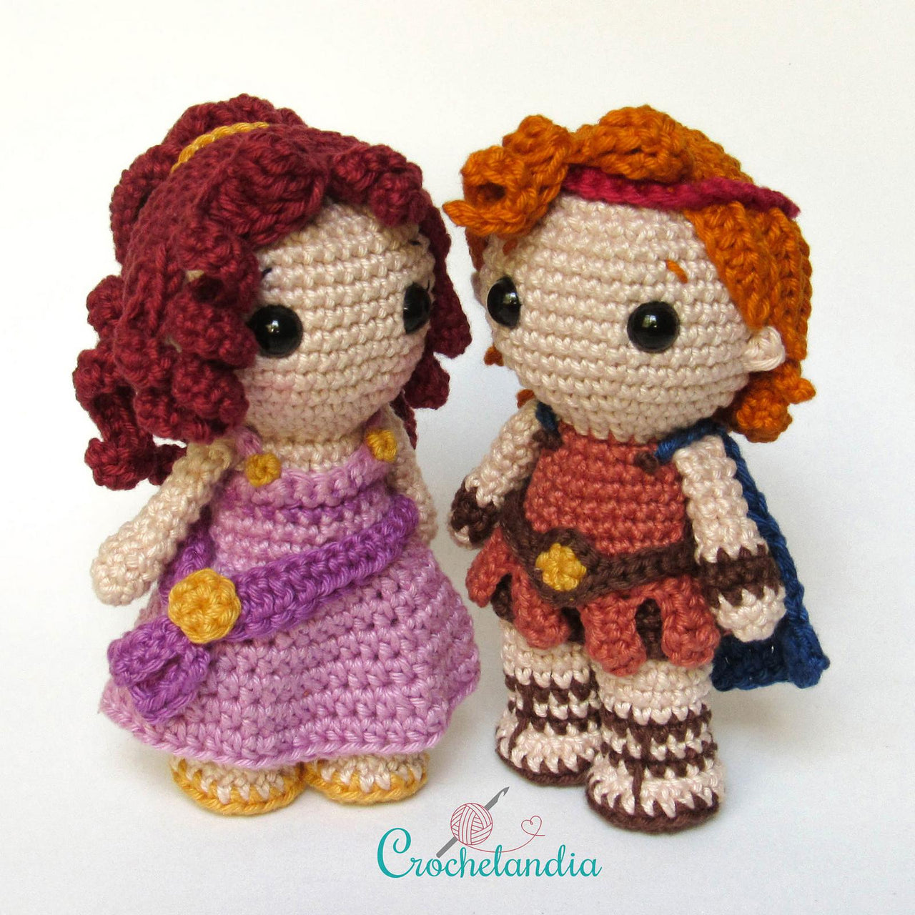 Hercules and Megara amigurumi dolls - crochet patterns by Crochelandia