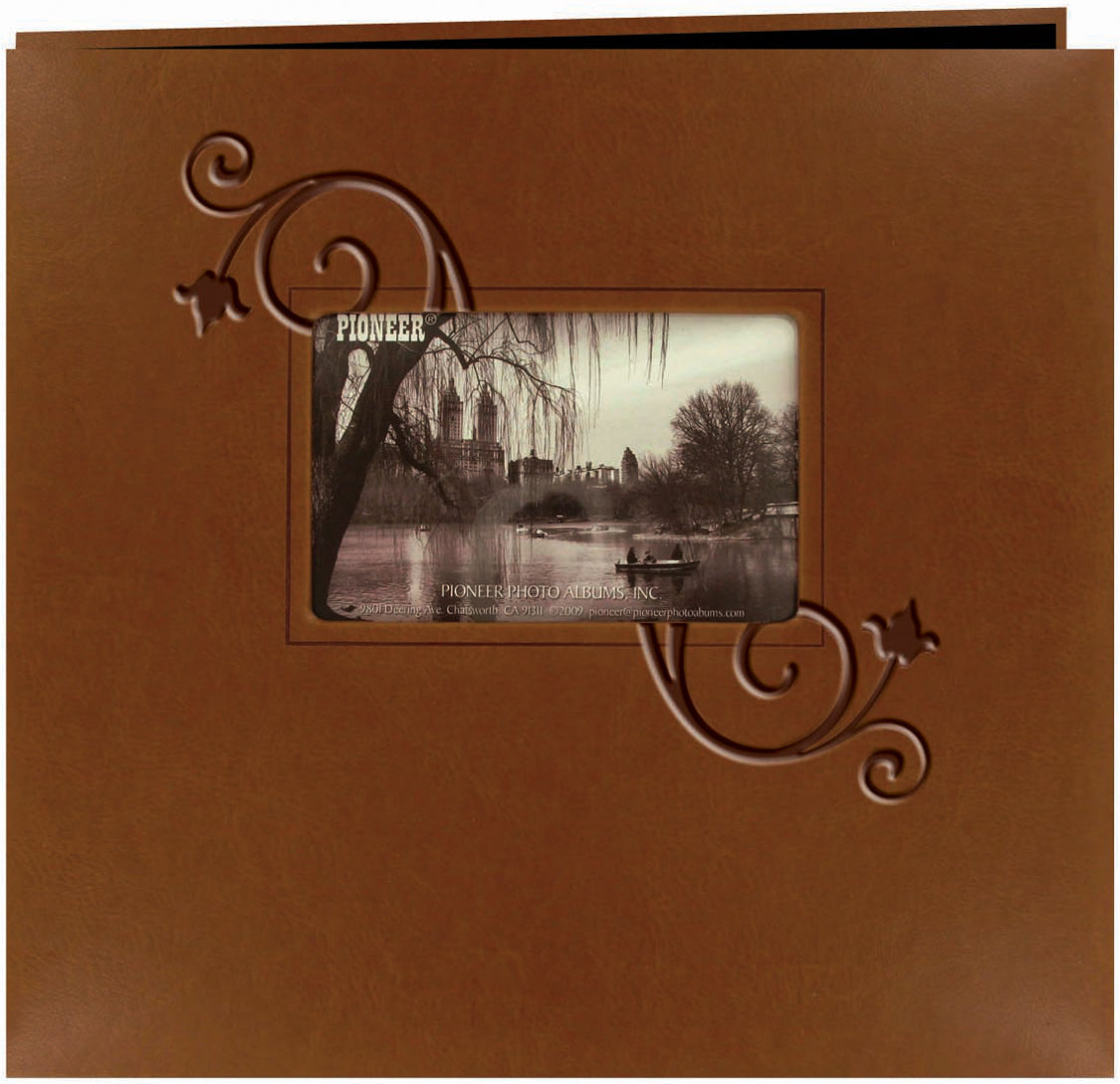 Pioneer Embossed Leatherette Post Bound Album 12"X12" - Brown W/Floral