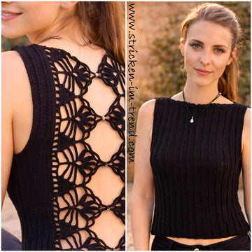 Crochet Pattern Summer Top Black#Beauty | Open Back Crochet Top | Women's Tank Top PDF