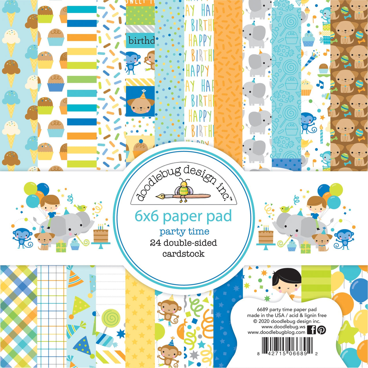 Doodlebug Double-Sided Paper Pad 6"X6" 24/Pkg - Party Time