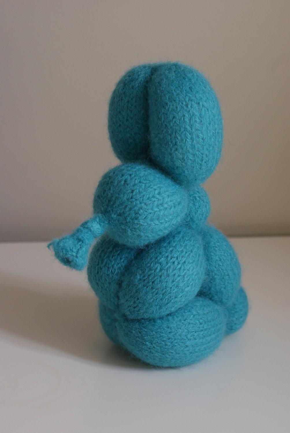 Knit Balloon-Bunny Wool Felt Toy (5" mini, 7" small, 11" large)