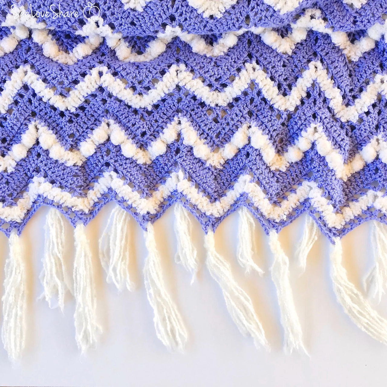 Purple & Puff Chevron Blanket