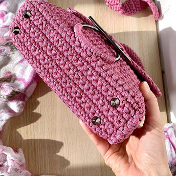 Crochet handbag with lining, Shoulder crossbody bag