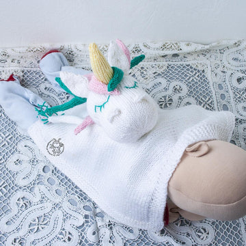 Unicorn Baby Lace Blanket  knitted flat