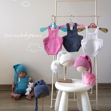 Turquoise Gnome Romper and Cap