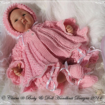 ‘Pearly Princess’ knitting pattern for 16-22” doll/newborn/0-3m baby