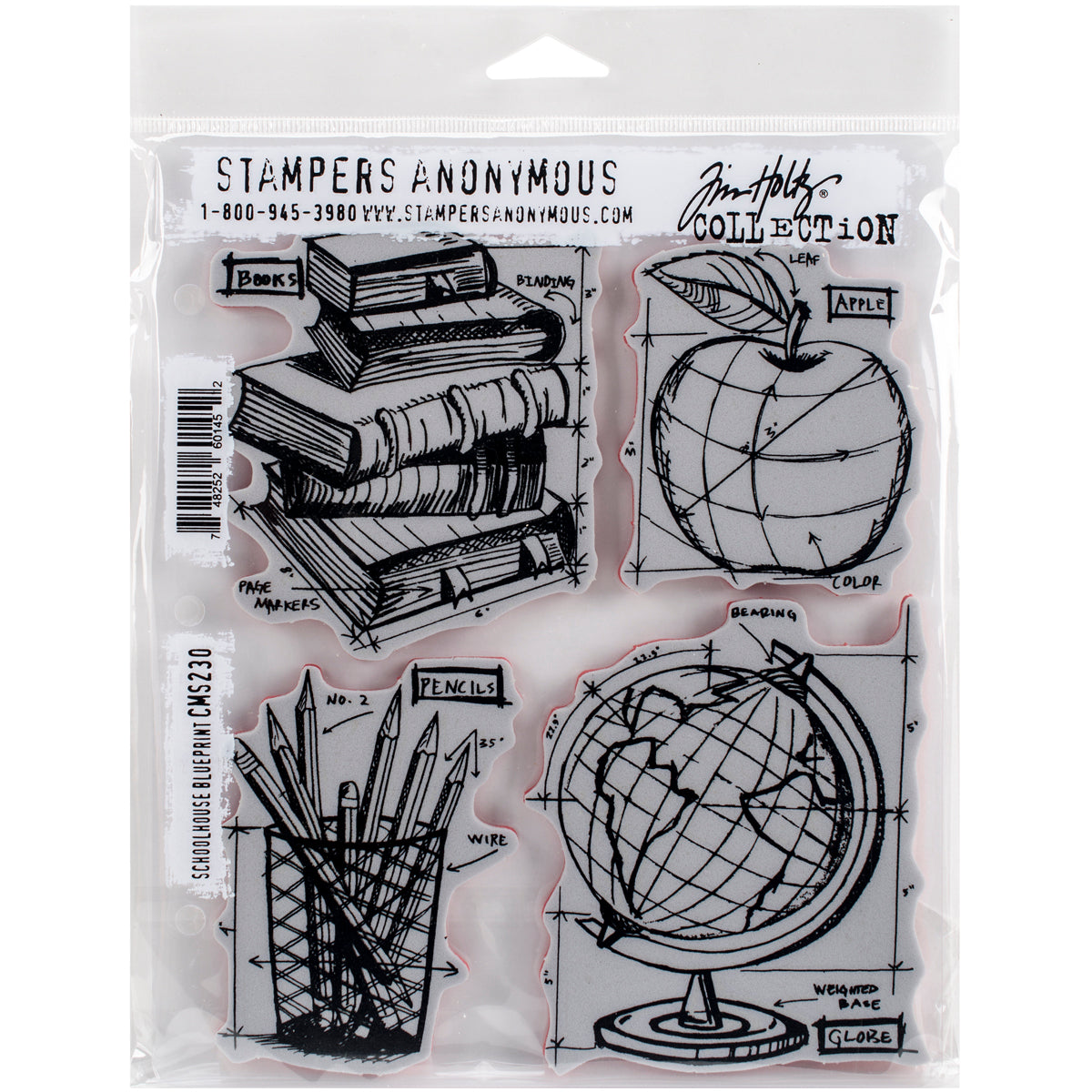 Stampers Anonymous Tim Holtz Cling Stamps 7"X8.5" - Schoolhouse Blueprint