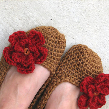 Crochet Slippers with flower
