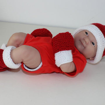 Preemie Baby Santa Hat, Booties and Mittens