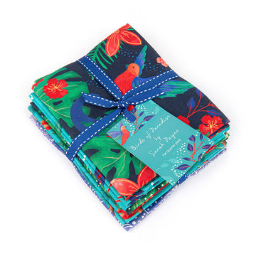 Craft Cotton Company Birds of Paradise Navy Fat Quarter Bundle - Blue