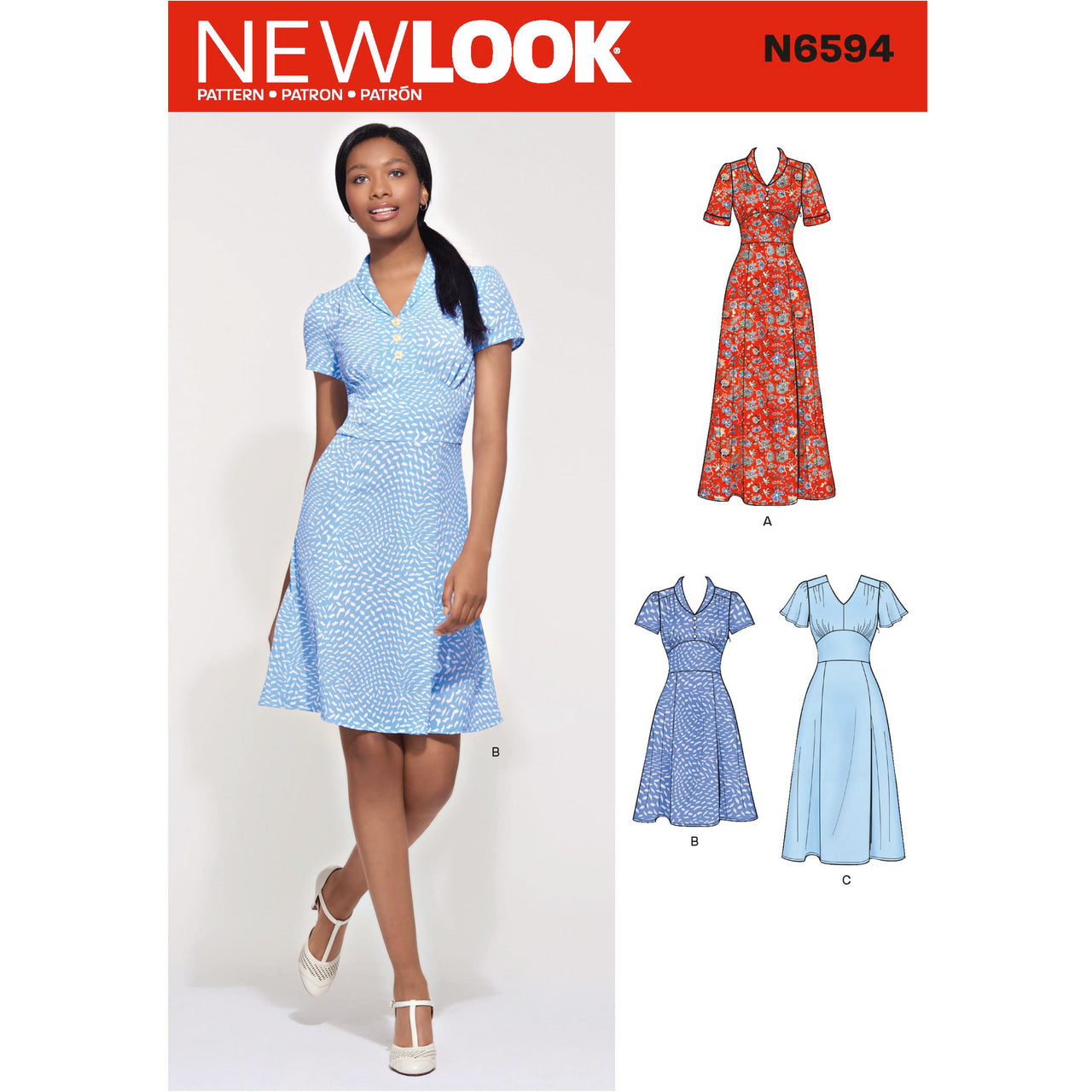 New Look N6594 Misses' Dress In Three Lengths 6594 - Paper Pattern, Size 8-10-12-14-16-18-20