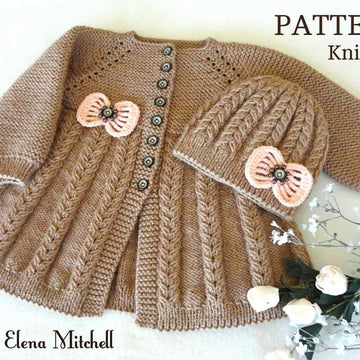 Knitted Baby Cardigan and Baby Beanie by Elena Mitchell