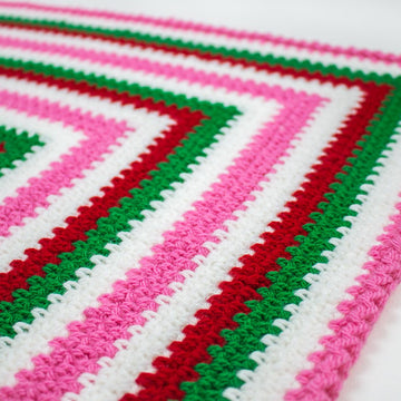 Ribbon Candy Infinity Moss Stitch Crochet Blanket