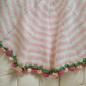 Crochet Rose Flower Bouquet Blanket Pattern PDF