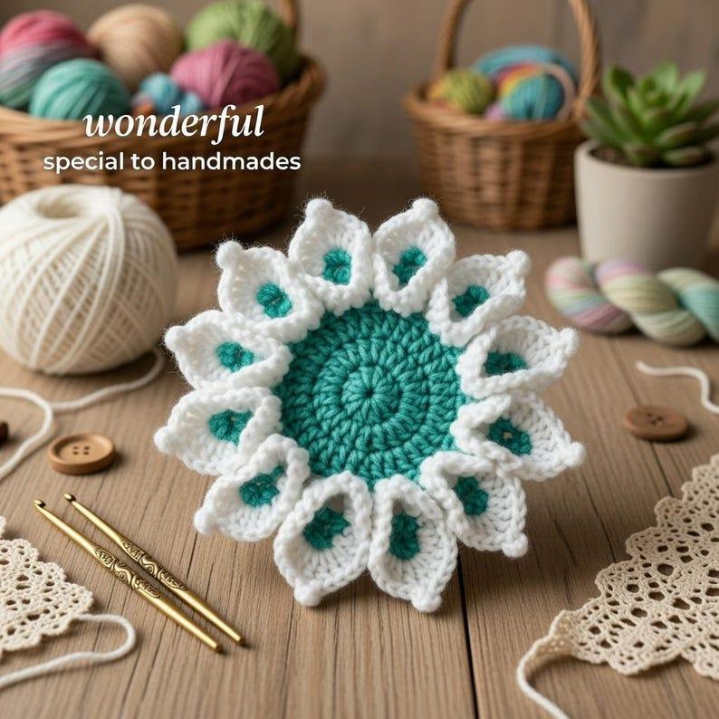 Crochet Flower Coaster Pattern PDF + Video Tutorial