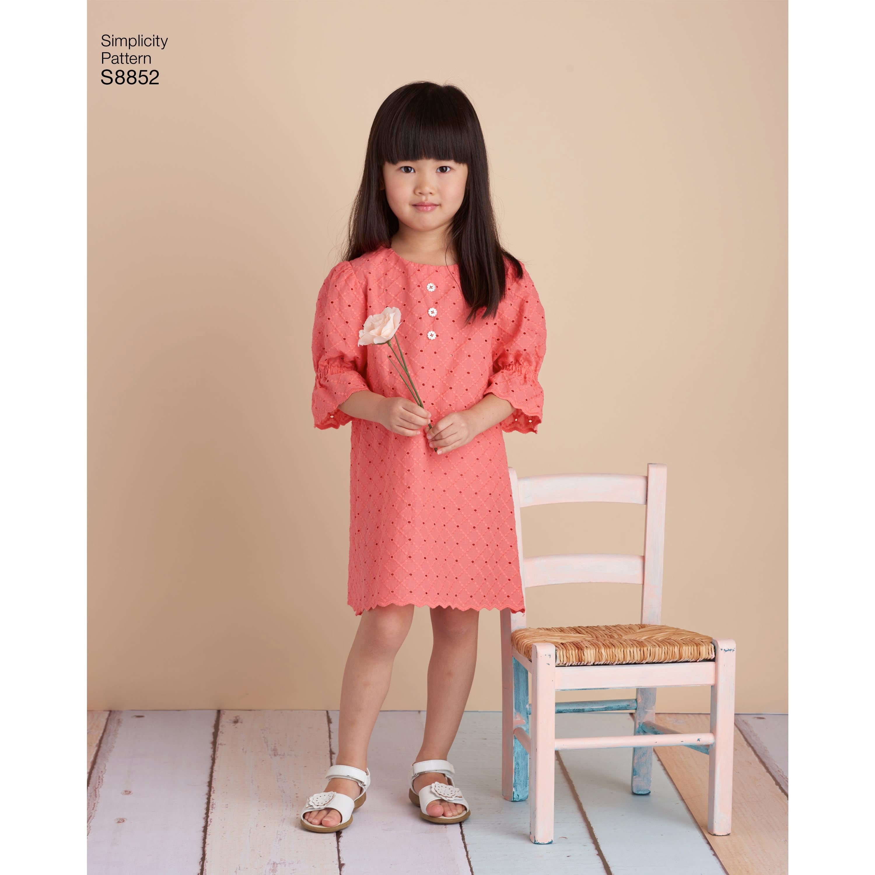 Simplicity S8852 Child's Dresses and Shirt - Paper Pattern, Size A (3-4-5-6-7-8)