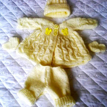 Dolls clothes knitting pattern Cable Matinee Coat, leggings, Hat and Boots