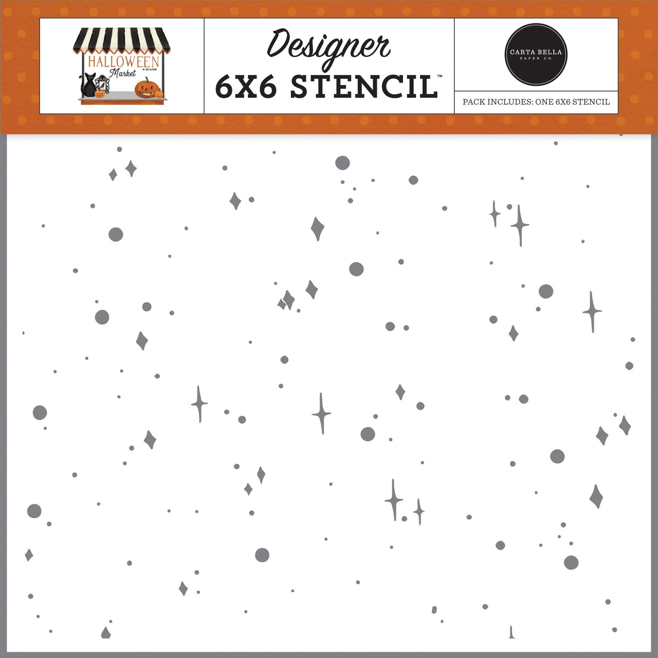 Echo Park Paper Carta Bella Stencil 6"X6" - Halloween Night, Halloween Market