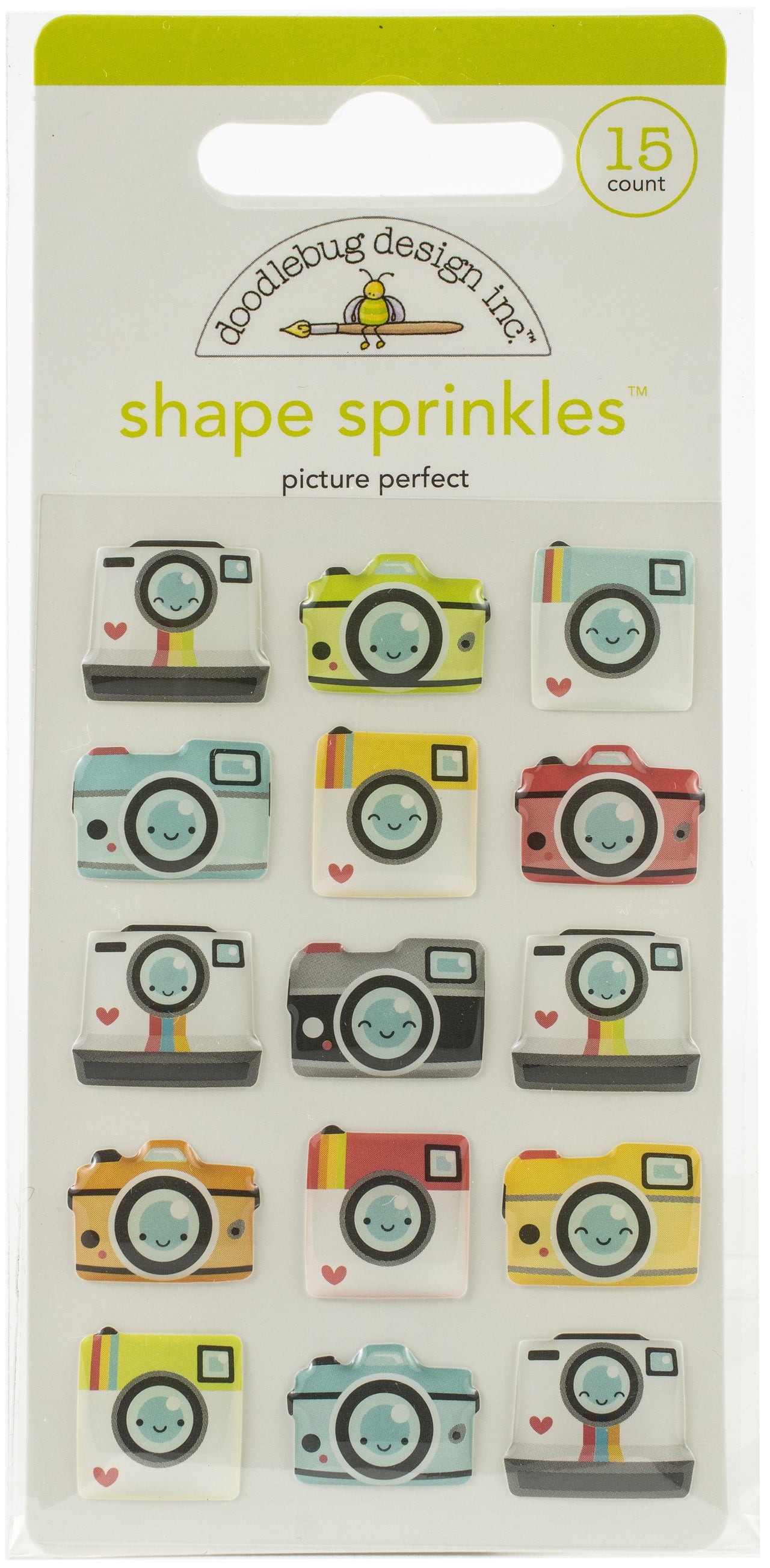 Doodlebug Sprinkles Adhesive Glossy Enamel Shapes - Picture Perfect, I Heart Travel