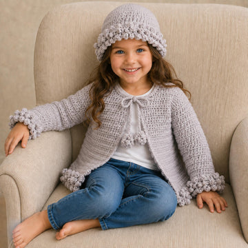 Harriet Newborn to 10 Years Cardigan and Hat Set