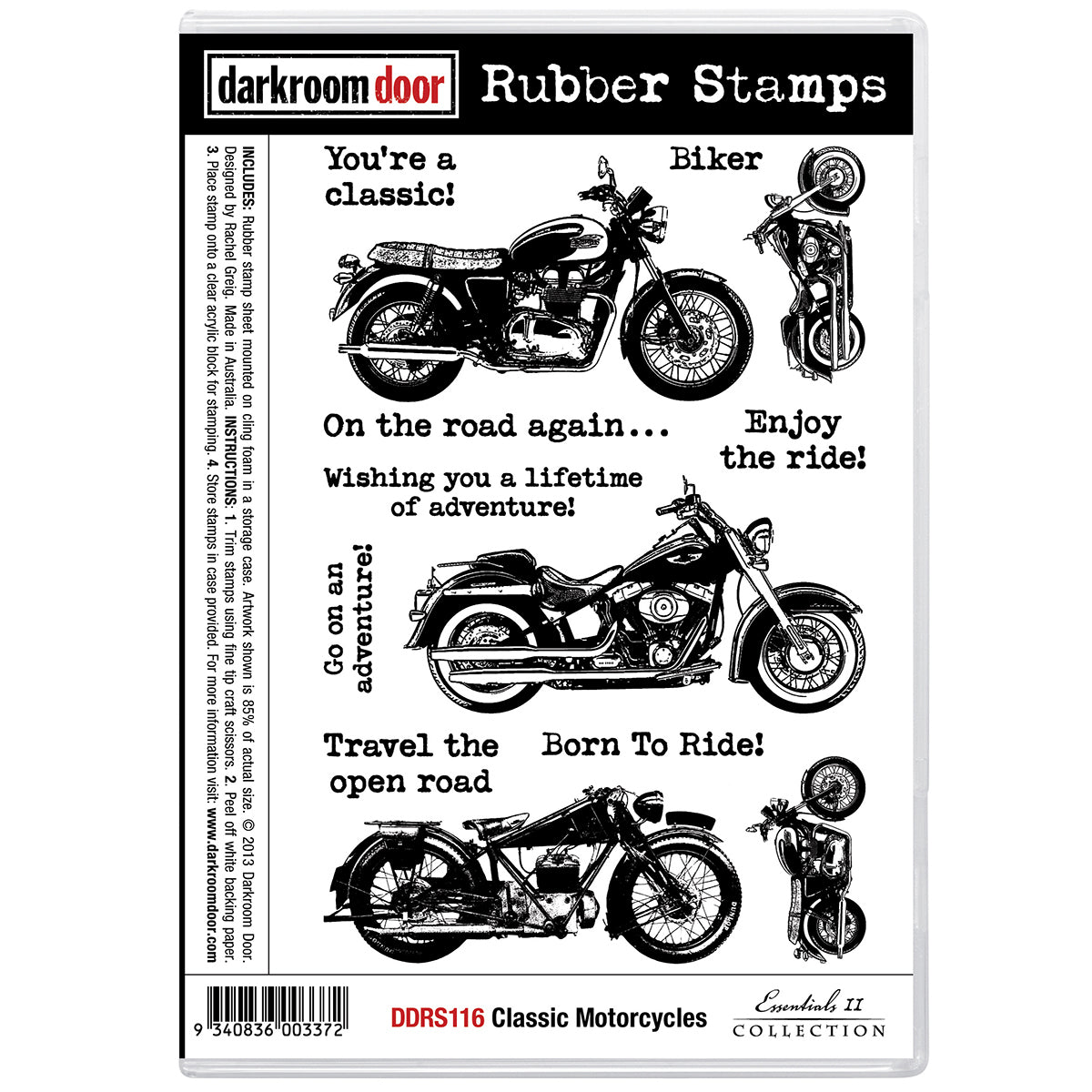 Darkroom Door Cling Stamps 7"X5" - Classic Motorcycle
