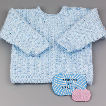 Mack Baby Jumper, 2 sizes 18" & 20" chest Baby Knitting Pattern