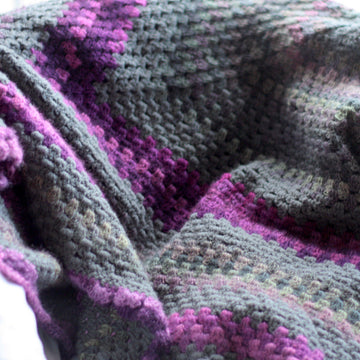 Grey & Magenta Granny Square Blanket