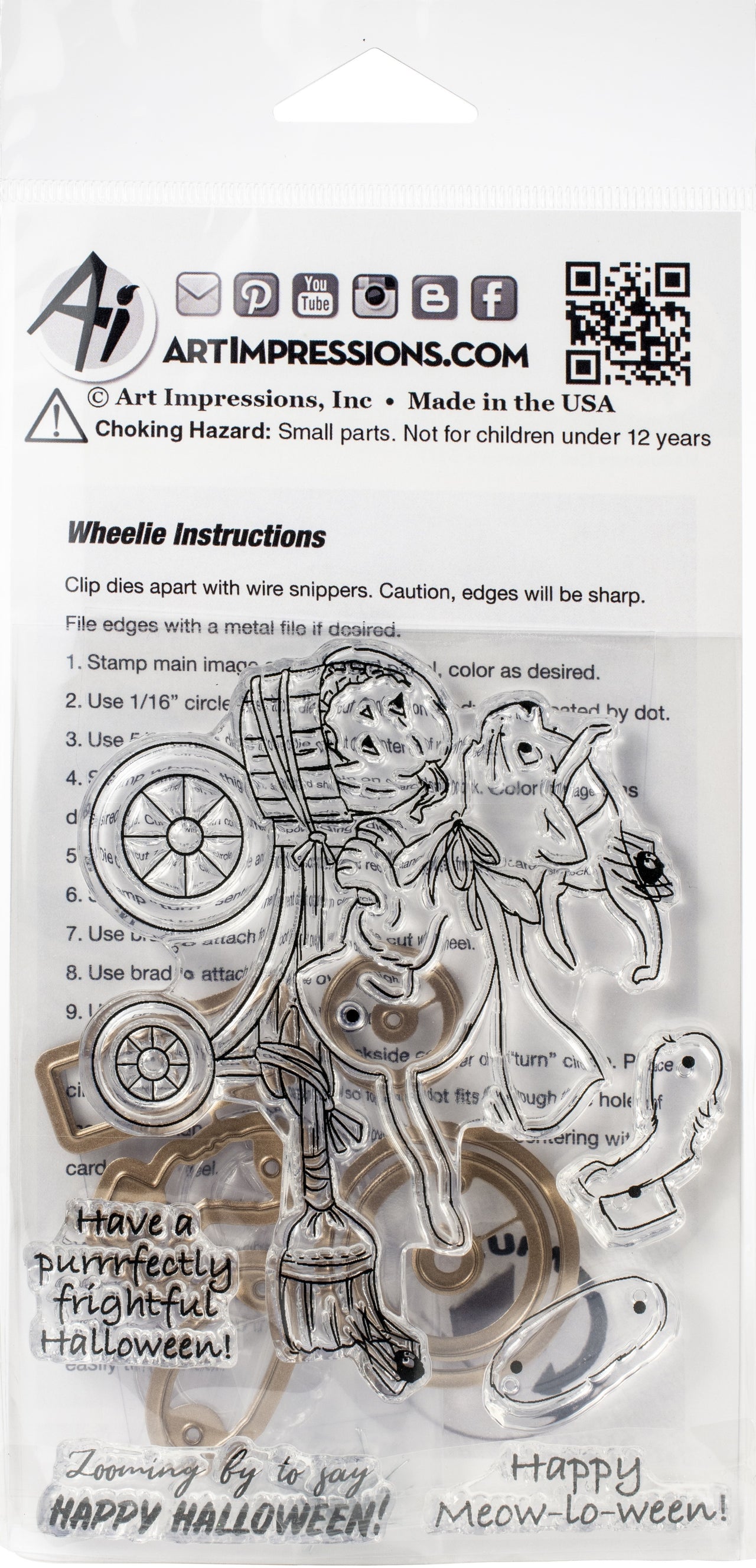 Art Impressions Wheelies Stamp & Die Set - Halloween Cat