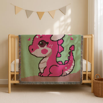 Fantasy Fuchsia Dragon Blanket Baby Girl Pink Throw C2C CROCHET PATTERN