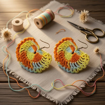 Crochet heart earrings PDF + Video Tutorial