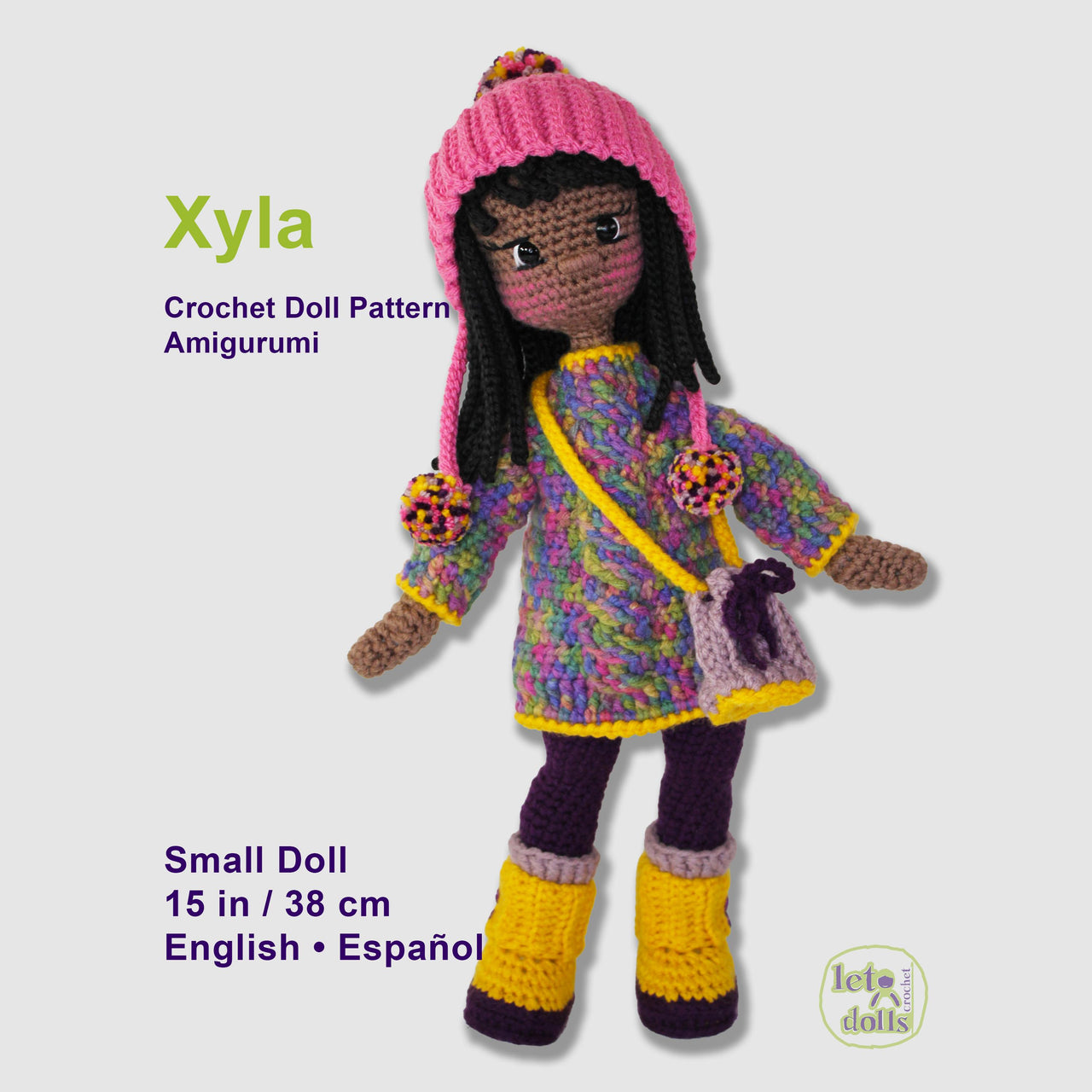15 inch crochet doll pattern PDF, Small amigurumi doll, Xyla