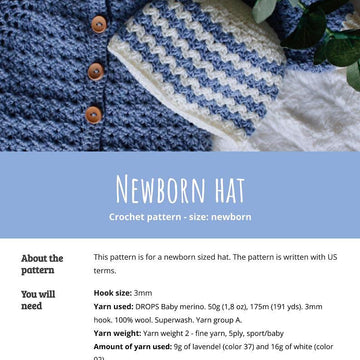 Newborn hat / beanie / Cluster V stitch