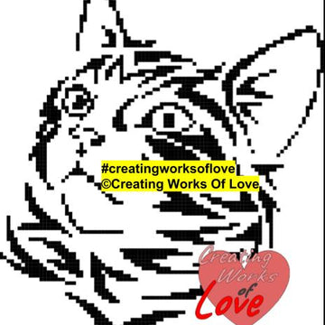 Black and White Cat Face Stitch Graph