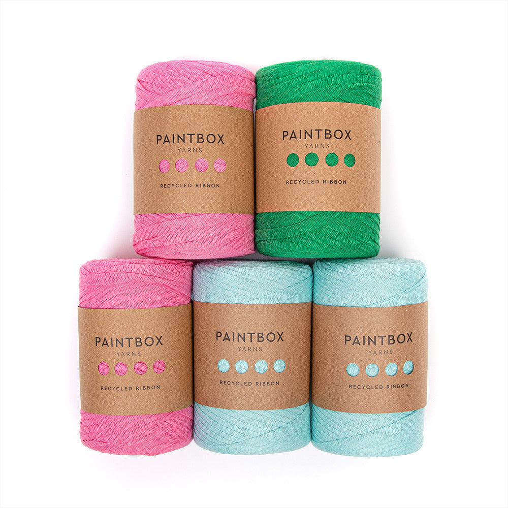 Funky Fairisle Wall Hanging Home Collection - Paintbox Yarns Recycled Ribbon 5 Ball Colour Pack