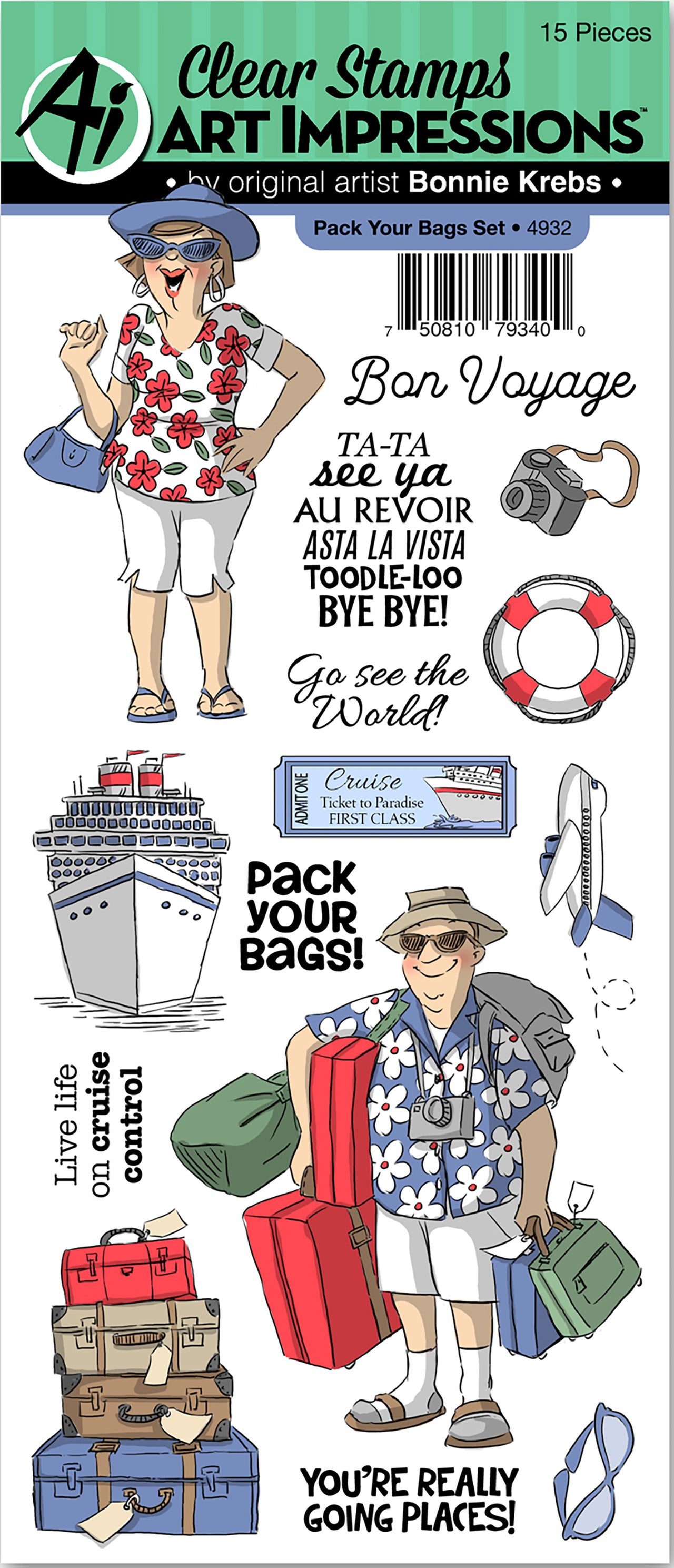 Art Impressions Clear Stamps - Pack Your Bags
