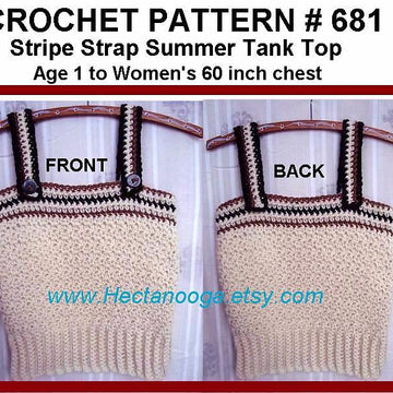 681 CROCHET TANK TOP, age 1 to adult XXXL