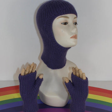 Adult & Teen Aran Rib Balaclava & Matching Gloves