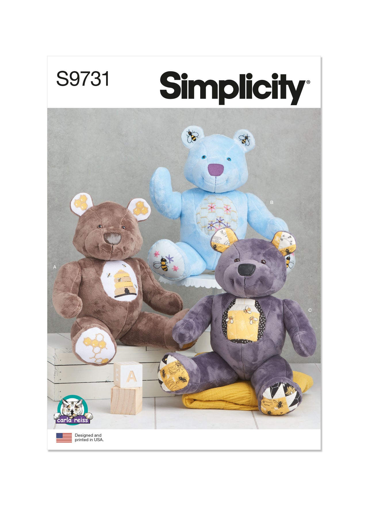 Simplicity Stuffed Bear by Carla Reiss Design S9731 - Sewing Pattern