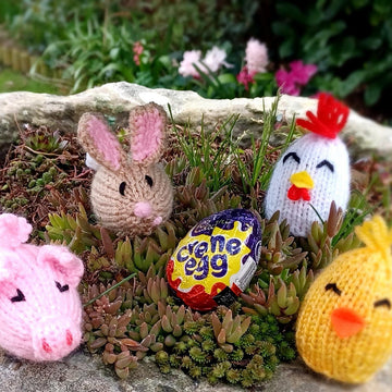 PDF KNITTING PATTERN Farm Yard Creme Egg Covers EASY Set Of 4 Pig Chick Bunny EASTER Oreo Egg