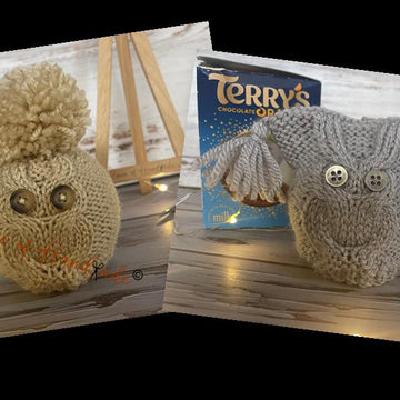 Owls x 2 Designs Chocolate Orange Cover Knitting Patterns