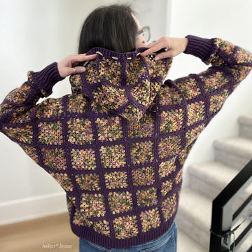 Dolman Hoodie Granny Square Cardigan